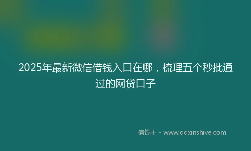 2025年最新微信借钱入口在哪，梳理五个秒批通过的网贷口子