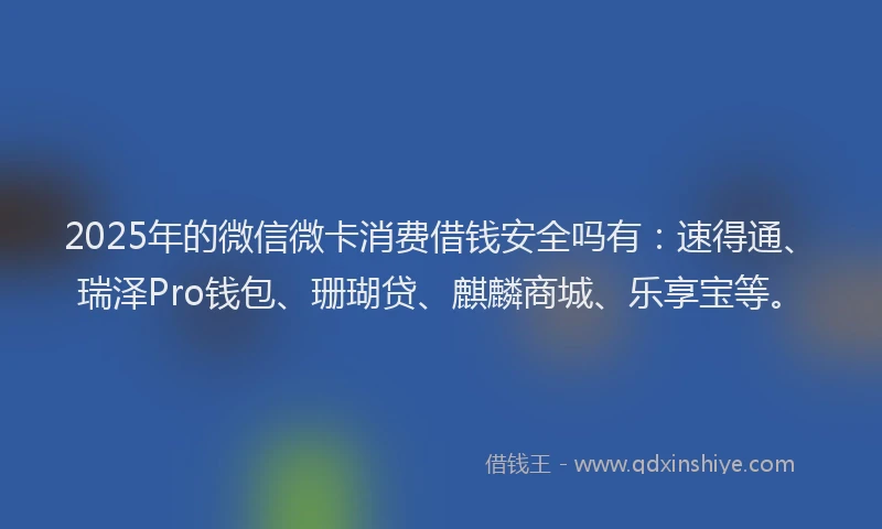 2025年的微信微卡消费借钱安全吗有：速得通、瑞泽Pro钱包、珊瑚贷、麒麟商城、乐享宝等。