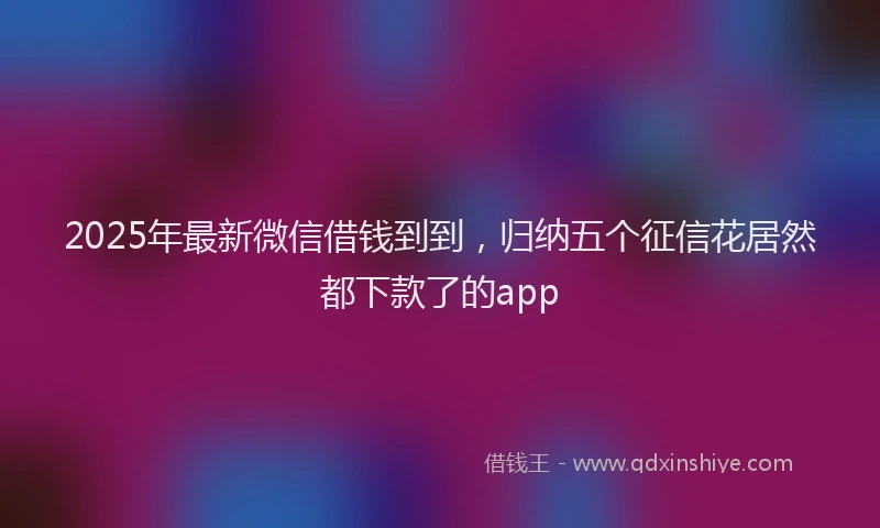 2025年最新微信借钱到到，归纳五个征信花居然都下款了的app