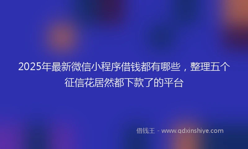 2025年最新微信小程序借钱都有哪些，整理五个征信花居然都下款了的平台