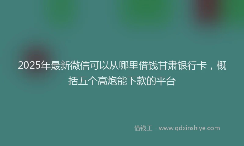 2025年最新微信可以从哪里借钱甘肃银行卡，概括五个高炮能下款的平台