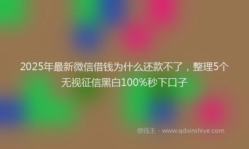 2025年最新微信借钱为什么还款不了，整理5个无视征信黑白100%秒下口子