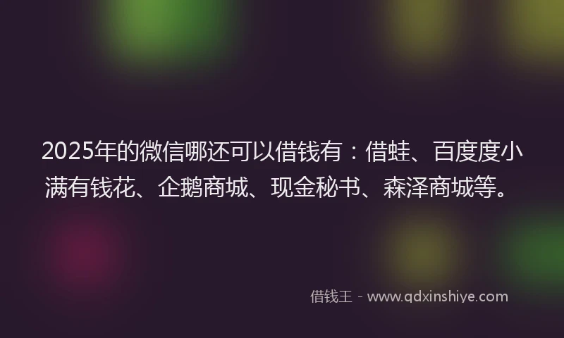 2025年的微信哪还可以借钱有：借蛙、百度度小满有钱花、企鹅商城、现金秘书、森泽商城等。