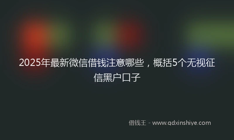 2025年最新微信借钱注意哪些，概括5个无视征信黑户口子