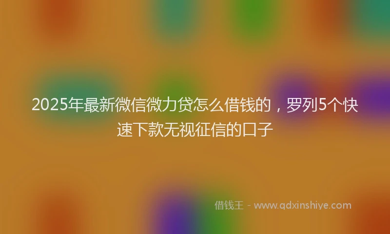 2025年最新微信微力贷怎么借钱的，罗列5个快速下款无视征信的口子