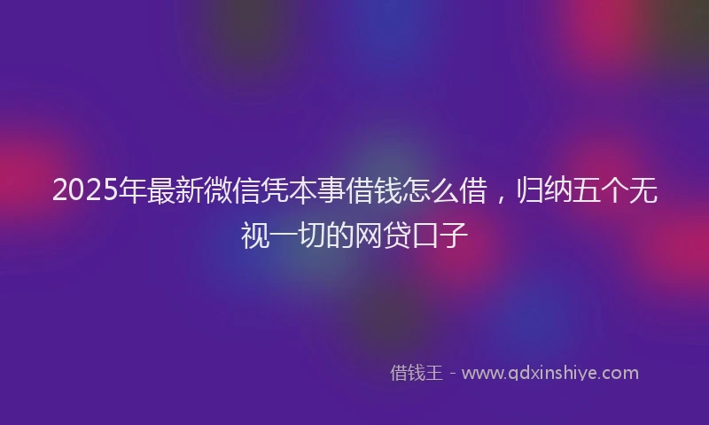 2025年最新微信凭本事借钱怎么借，归纳五个无视一切的网贷口子