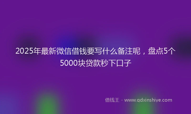 2025年最新微信借钱要写什么备注呢，盘点5个5000块贷款秒下口子