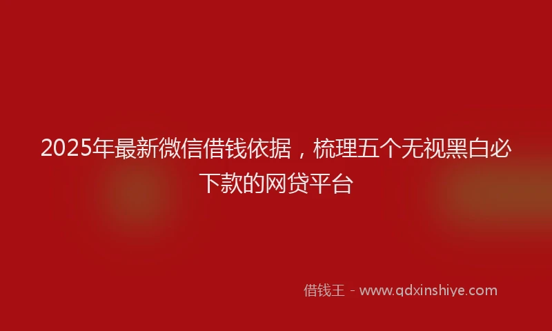 2025年最新微信借钱依据，梳理五个无视黑白必下款的网贷平台