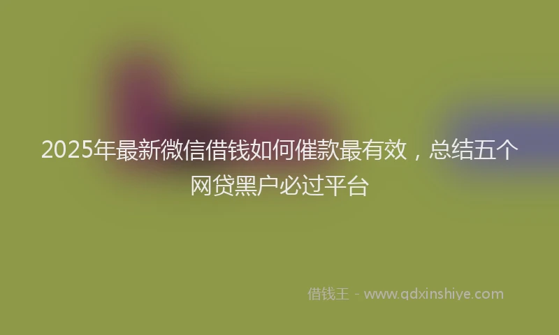 2025年最新微信借钱如何催款最有效，总结五个网贷黑户必过平台