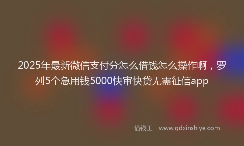 2025年最新微信支付分怎么借钱怎么操作啊，罗列5个急用钱5000快审快贷无需征信app
