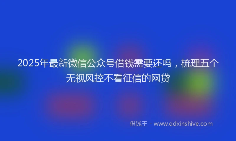 2025年最新微信公众号借钱需要还吗，梳理五个无视风控不看征信的网贷