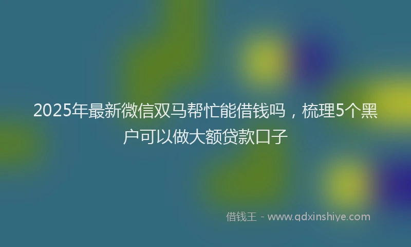 2025年最新微信双马帮忙能借钱吗，梳理5个黑户可以做大额贷款口子