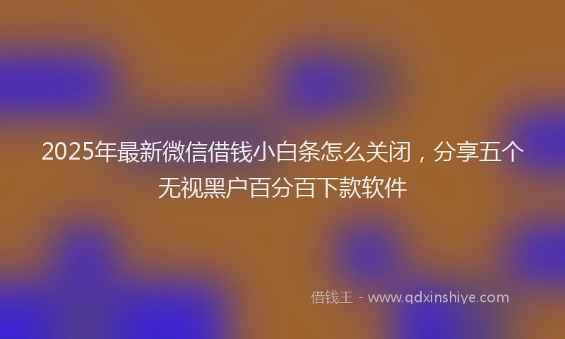 2025年最新微信借钱小白条怎么关闭，分享五个无视黑户百分百下款软件