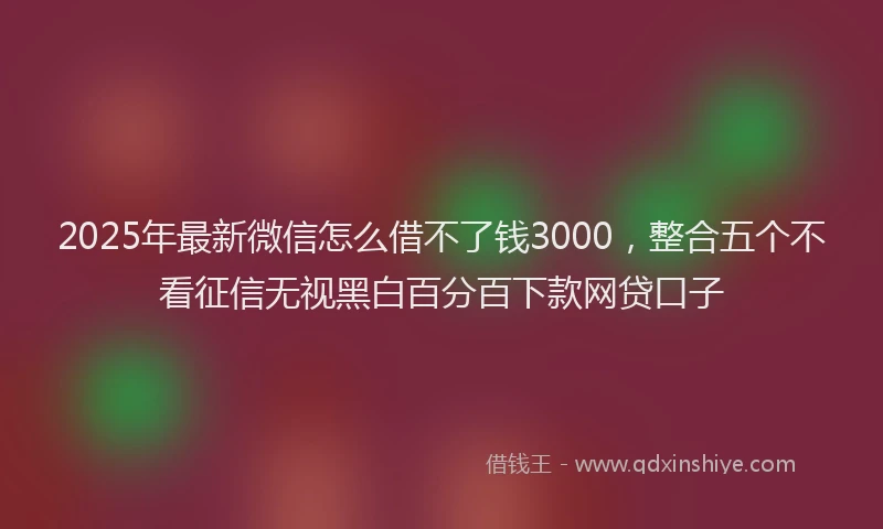 2025年最新微信怎么借不了钱3000，整合五个不看征信无视黑白百分百下款网贷口子