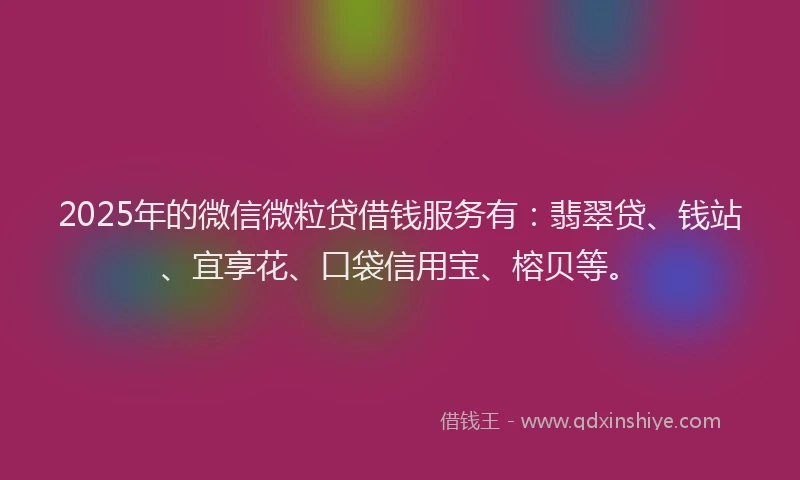 2025年的微信微粒贷借钱服务有：翡翠贷、钱站、宜享花、口袋信用宝、榕贝等。