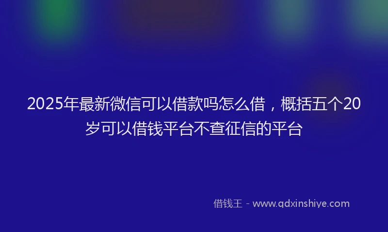 2025年最新微信可以借款吗怎么借，概括五个20岁可以借钱平台不查征信的平台
