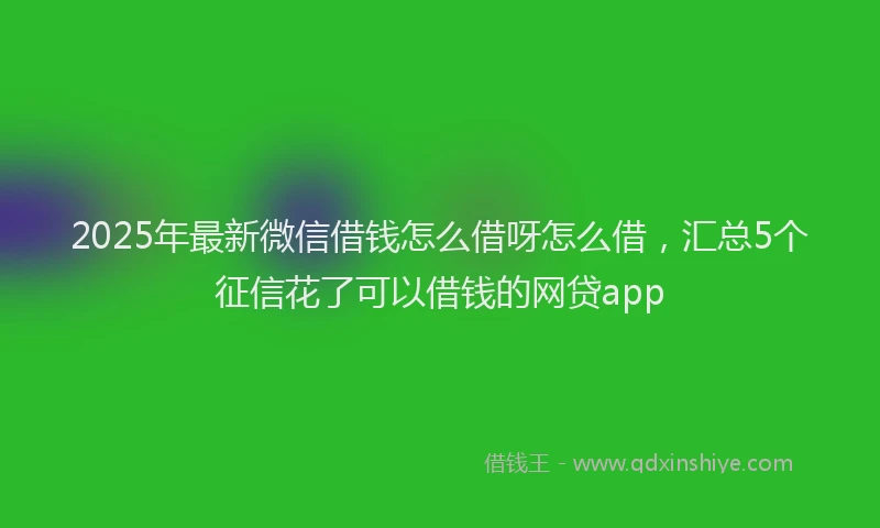 2025年最新微信借钱怎么借呀怎么借，汇总5个征信花了可以借钱的网贷app