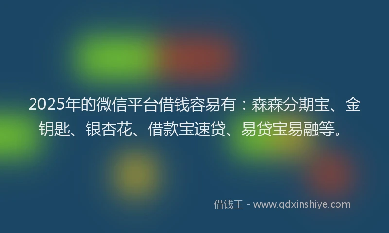 2025年的微信平台借钱容易有：森森分期宝、金钥匙、银杏花、借款宝速贷、易贷宝易融等。