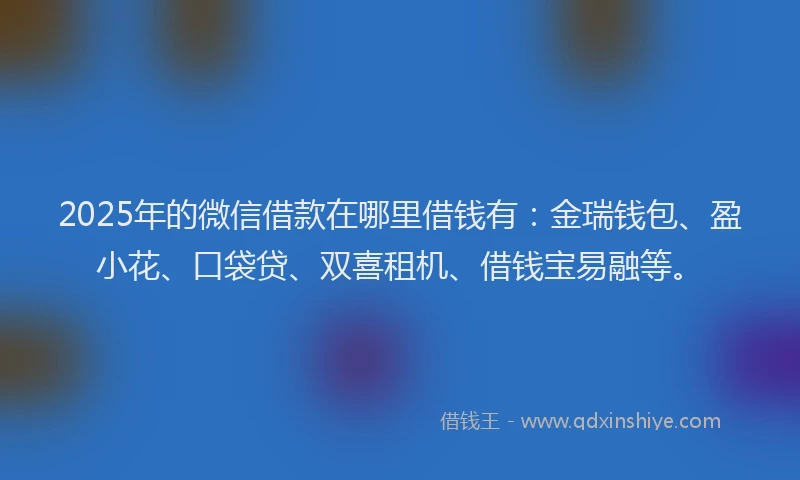 2025年的微信借款在哪里借钱有：金瑞钱包、盈小花、口袋贷、双喜租机、借钱宝易融等。