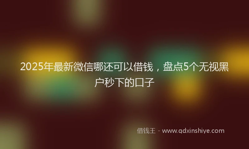 2025年最新微信哪还可以借钱，盘点5个无视黑户秒下的口子