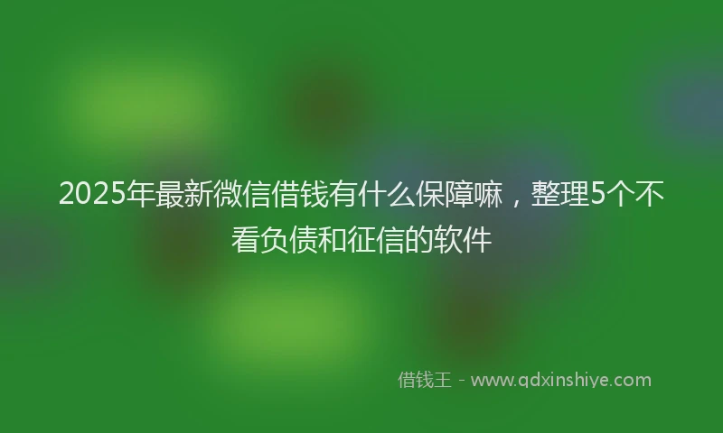 2025年最新微信借钱有什么保障嘛，整理5个不看负债和征信的软件