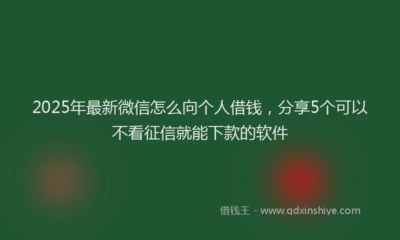 2025年最新微信怎么向个人借钱，分享5个可以不看征信就能下款的软件
