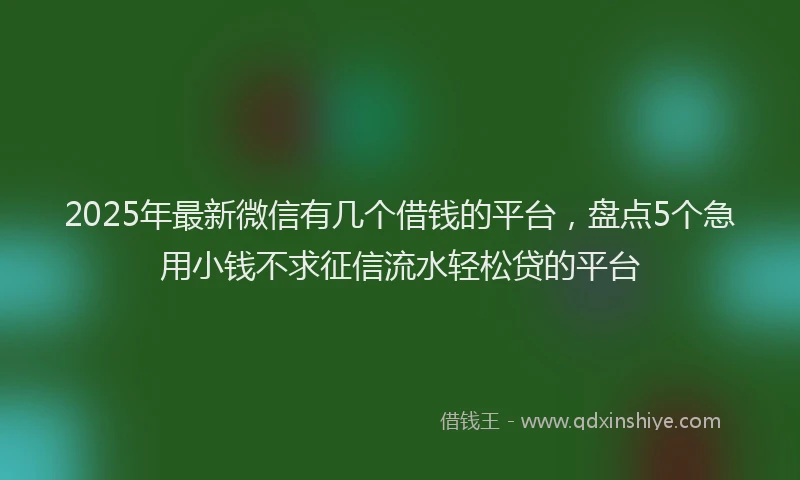 2025年最新微信有几个借钱的平台，盘点5个急用小钱不求征信流水轻松贷的平台