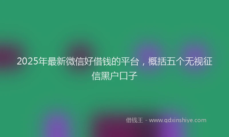 2025年最新微信好借钱的平台，概括五个无视征信黑户口子