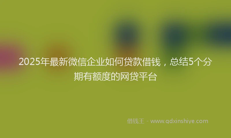 2025年最新微信企业如何贷款借钱，总结5个分期有额度的网贷平台