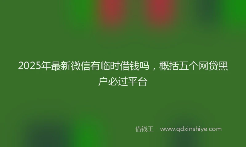 2025年最新微信有临时借钱吗，概括五个网贷黑户必过平台