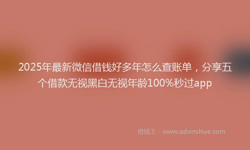 2025年最新微信借钱好多年怎么查账单，分享五个借款无视黑白无视年龄100%秒过app