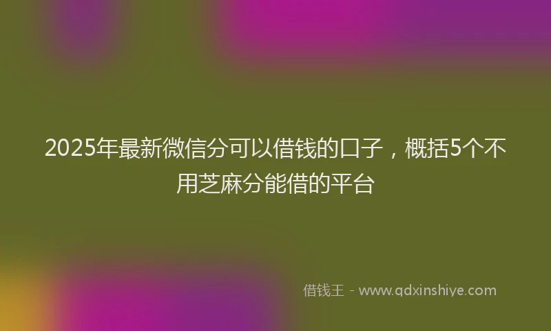 2025年最新微信分可以借钱的口子，概括5个不用芝麻分能借的平台