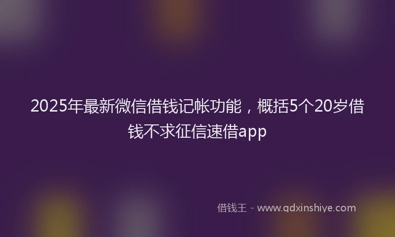 2025年最新微信借钱记帐功能，概括5个20岁借钱不求征信速借app