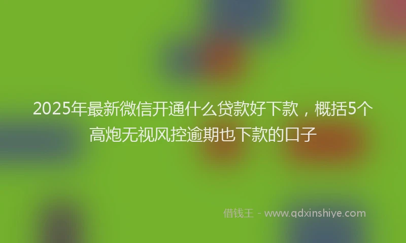 2025年最新微信开通什么贷款好下款，概括5个高炮无视风控逾期也下款的口子