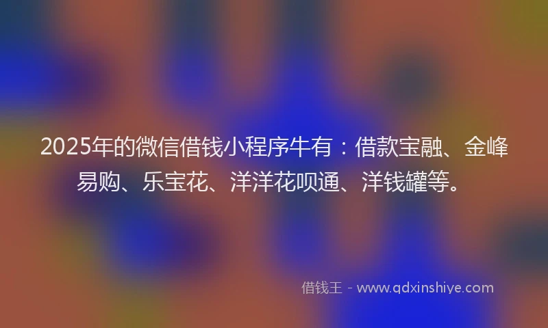 2025年的微信借钱小程序牛有：借款宝融、金峰易购、乐宝花、洋洋花呗通、洋钱罐等。