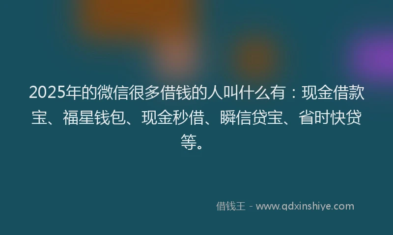 2025年的微信很多借钱的人叫什么有：现金借款宝、福星钱包、现金秒借、瞬信贷宝、省时快贷等。