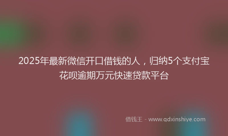 2025年最新微信开口借钱的人，归纳5个支付宝花呗逾期万元快速贷款平台
