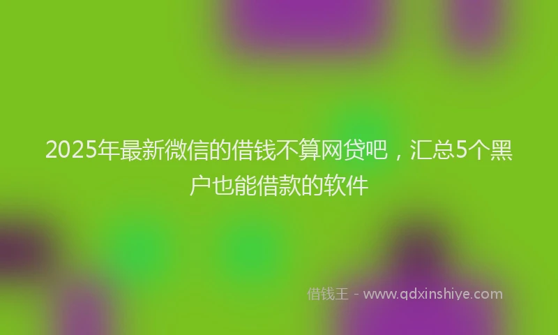 2025年最新微信的借钱不算网贷吧，汇总5个黑户也能借款的软件