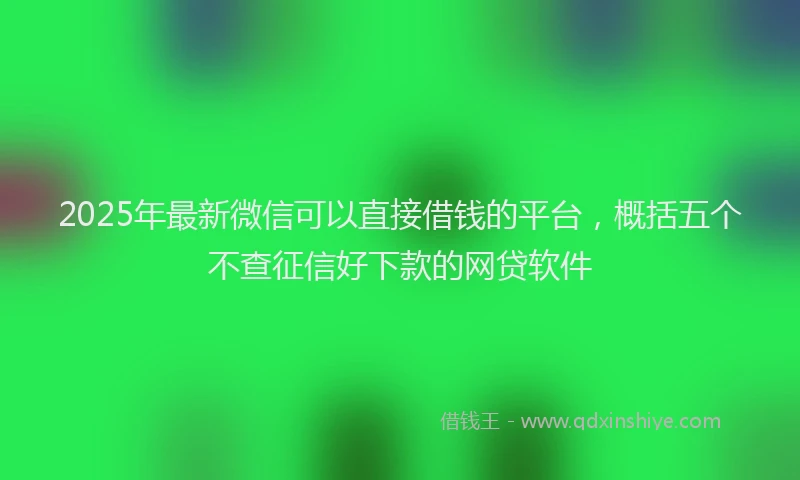 2025年最新微信可以直接借钱的平台，概括五个不查征信好下款的网贷软件