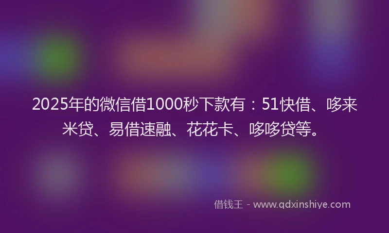 2025年的微信借1000秒下款有：51快借、哆来米贷、易借速融、花花卡、哆哆贷等。
