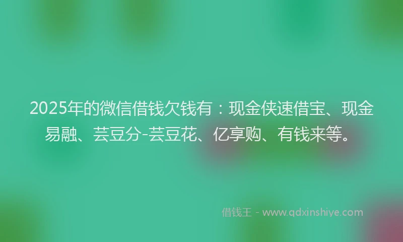 2025年的微信借钱欠钱有：现金侠速借宝、现金易融、芸豆分-芸豆花、亿享购、有钱来等。