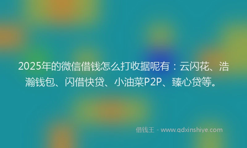 2025年的微信借钱怎么打收据呢有：云闪花、浩瀚钱包、闪借快贷、小油菜P2P、臻心贷等。