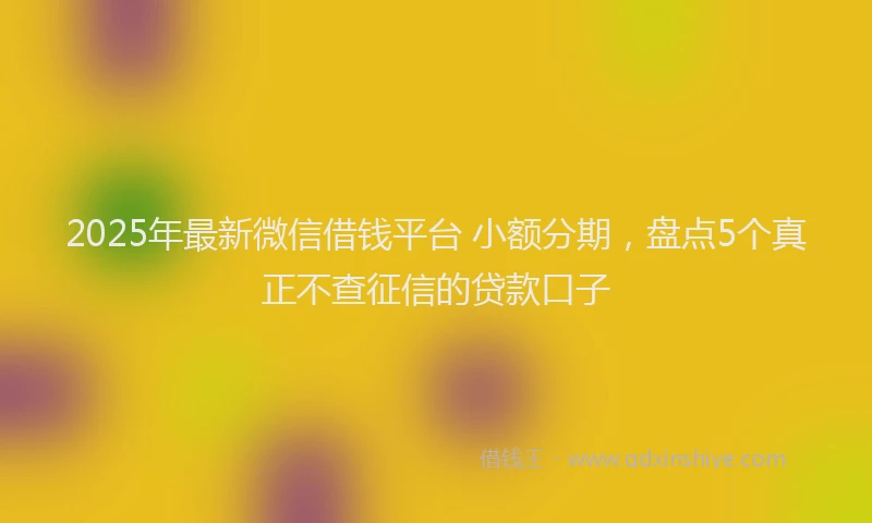 2025年最新微信借钱平台 小额分期，盘点5个真正不查征信的贷款口子