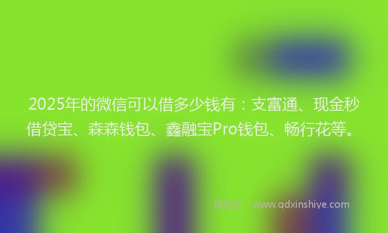 2025年的微信可以借多少钱有：支富通、现金秒借贷宝、森森钱包、鑫融宝Pro钱包、畅行花等。