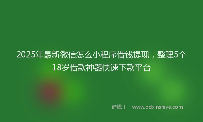 2025年最新微信怎么小程序借钱提现，整理5个18岁借款神器快速下款平台