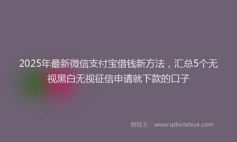 2025年最新微信支付宝借钱新方法，汇总5个无视黑白无视征信申请就下款的口子