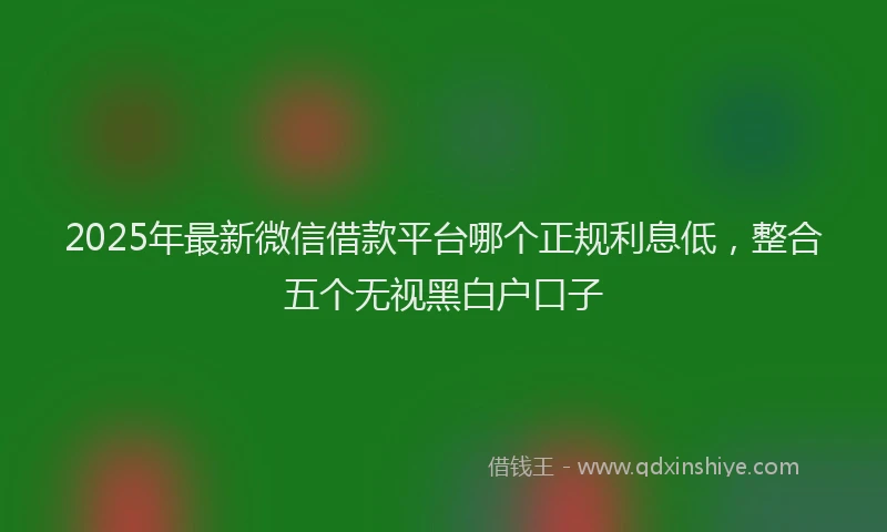 2025年最新微信借款平台哪个正规利息低，整合五个无视黑白户口子