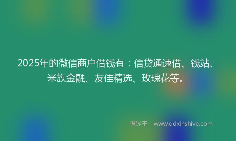 2025年的微信商户借钱有：信贷通速借、钱站、米族金融、友佳精选、玫瑰花等。