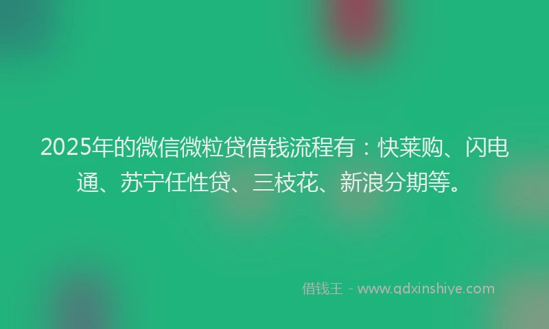 2025年的微信微粒贷借钱流程有：快莱购、闪电通、苏宁任性贷、三枝花、新浪分期等。