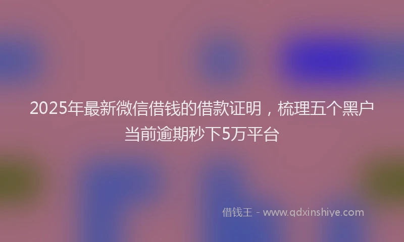2025年最新微信借钱的借款证明，梳理五个黑户当前逾期秒下5万平台